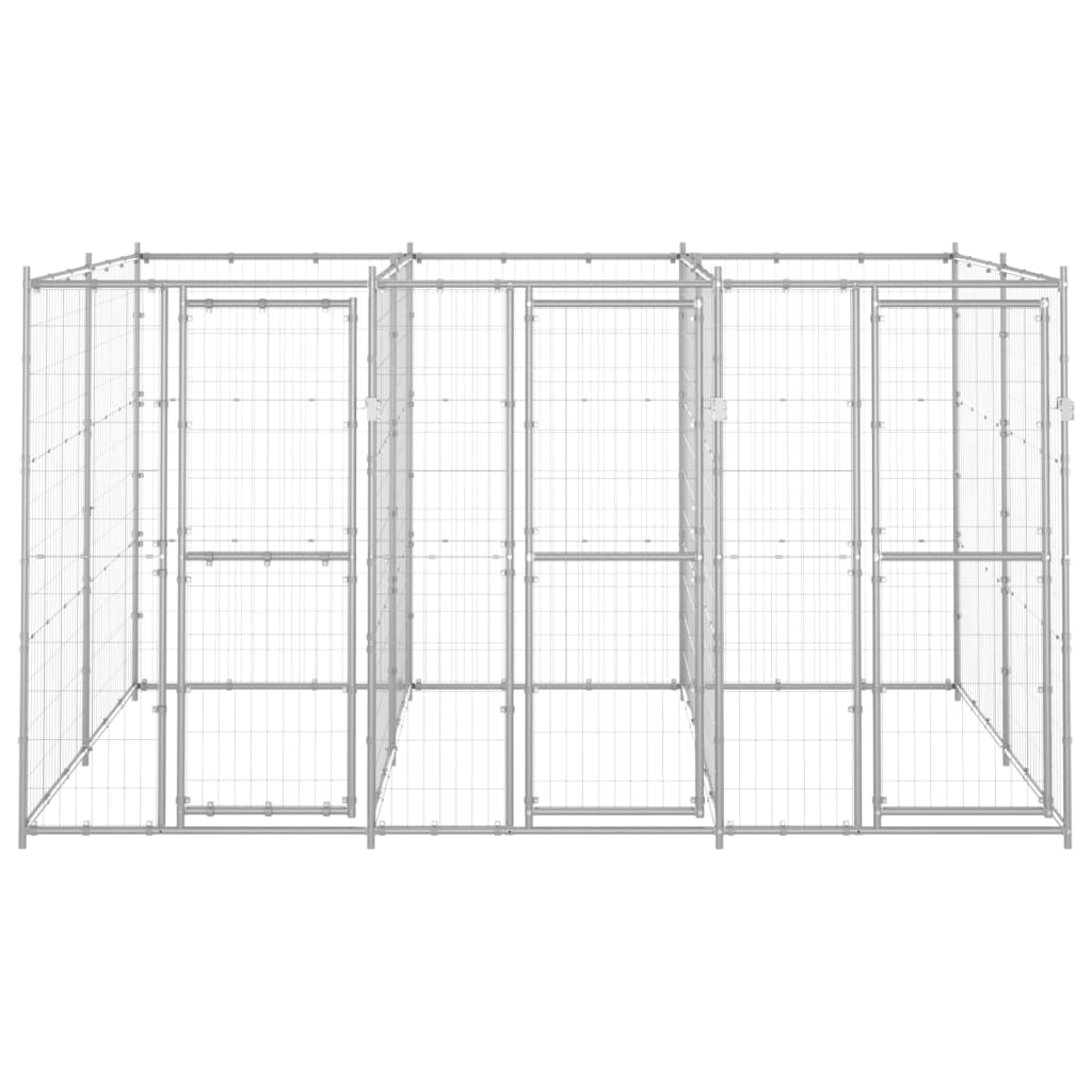 vidaXL Outdoor Dog Kennel Galvanized Steel 78.1 ft²