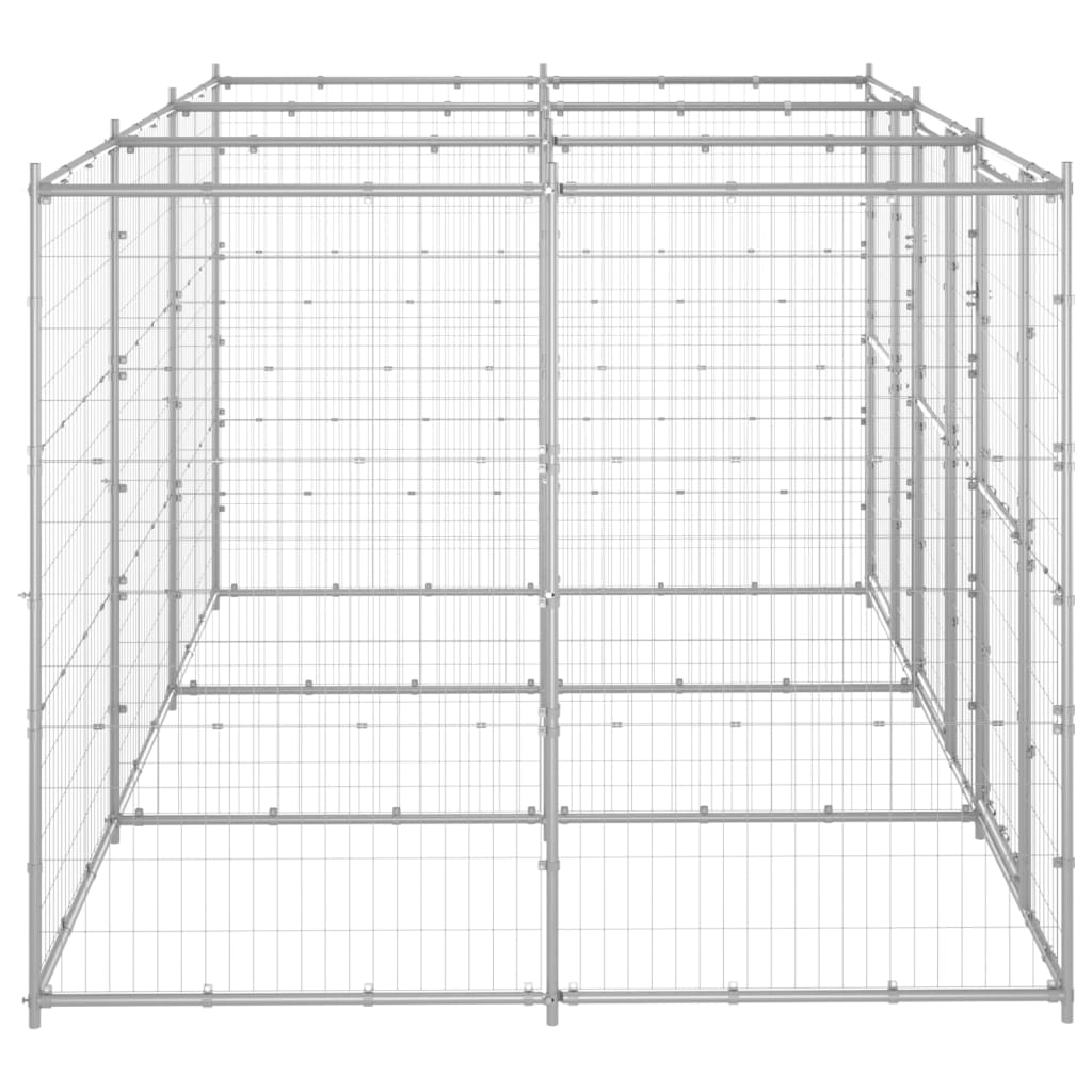 vidaXL Outdoor Dog Kennel Galvanized Steel 78.1 ft²