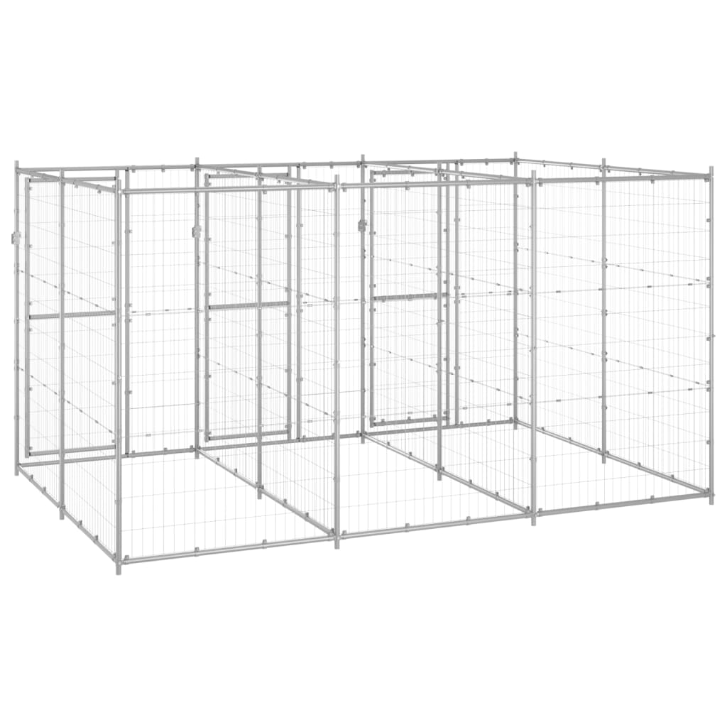 vidaXL Outdoor Dog Kennel Galvanized Steel 78.1 ft²