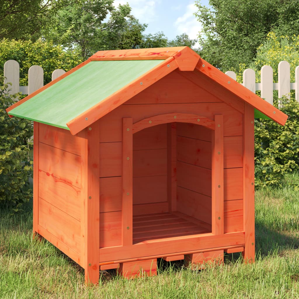vidaXL Dog Kennel Brown 25.6"x25.6"x24.2" Solid Wood Pine