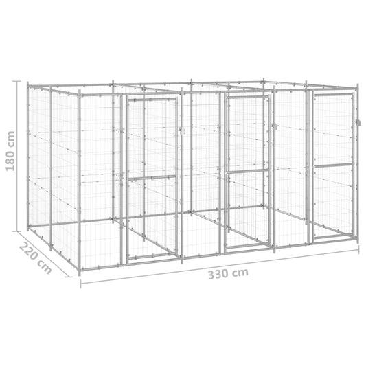 vidaXL Outdoor Dog Kennel Galvanized Steel 78.1 ft²